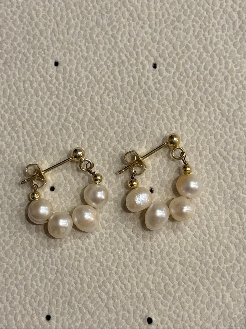 Gold Pearl Cluster Hoop Earrings